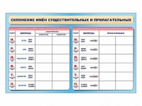 Фрагмент (демонстрационный) маркерный (двухсторонний) "Склонение имен существительных и прилагательных" - «globural.ru» - Саяногорск